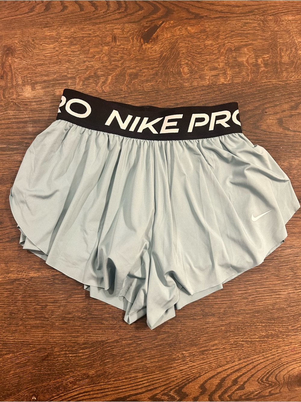 Nike PRO Kids Sage Green Athletic Skort with Black Elastic Waistband